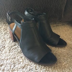 Black Leather Heeled Booties